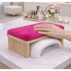 Apoio de Mão Pelúcia Felpudo Manicure Nail Designer Natural Retangular