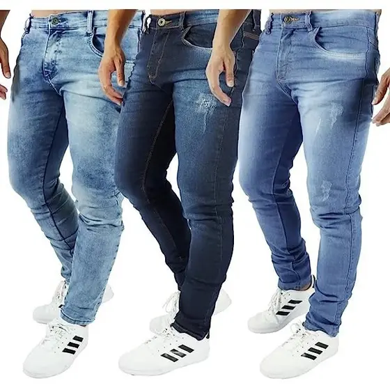 Kit 3 Calças Jeans Masculina Slim Elastano