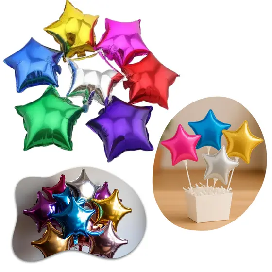 50 Balão Estrela 22cm Metalizado 10 Polegadas Decoração Aniversário Festa