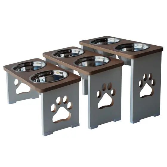 Comedouro Cachorro Grande Elevado Duplo Pet MDF 20 cm 25 cm 30 cm