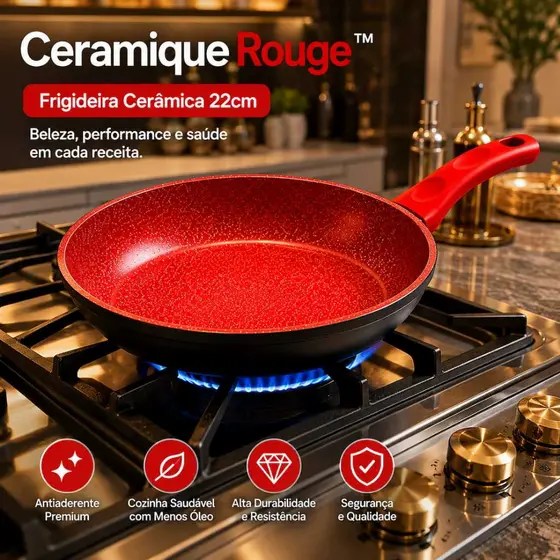Frigideira Cerâmica Antiaderente 22cm Revestimento Premium Cabo Soft Touch Fácil Limpeza