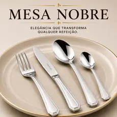 Conjunto de Talheres Faqueiro 24 Peças em Aço Inox Premium Mesa Nobre® | Jogo de Talheres para Mesa Posta e Cozinha