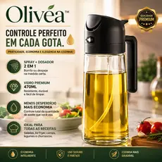 Borrifador Spray Azeite 470ml Galheteiro 2 em 1 Vidro Dosador para Óleo Vinagre Olivéa
