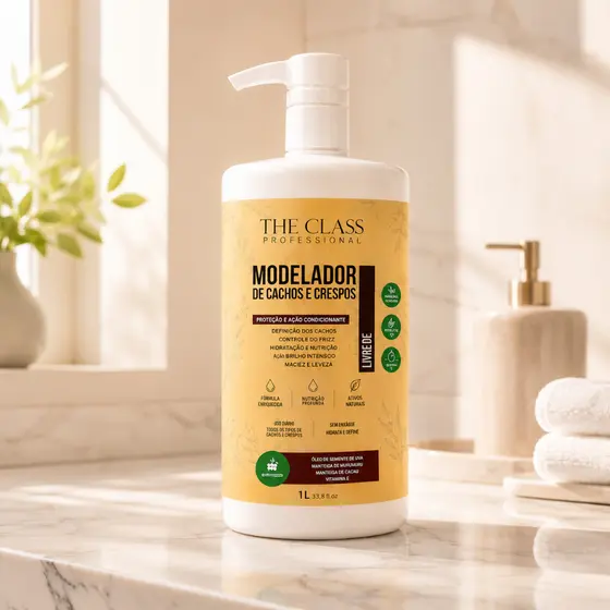 Creme Modelador de Cachos e Crespos 1L Curvélle | Definição, Controle do Frizz, Hidratação e Brilho