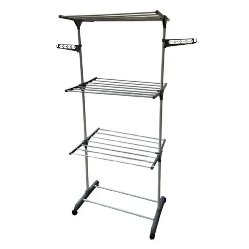 Varal Multi Andares 3 Bandejas Chao Capacidade Alta Compacto Cinza