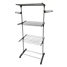 Varal Multi Andares 3 Bandejas Chao Capacidade Alta Compacto Cinza
