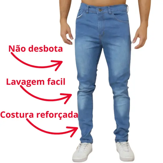 Calça Jeans Masculina Slim Azul Médio – Confortável, Moderna e com Elastano NF