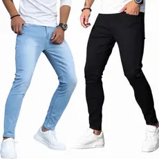 kit calças jeans  skinny masculina clara e preta algodão linha premium original NF