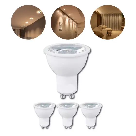 Kit 4 Lâmpada Led 5w Gu10 Dicroica Mr16 Spot Lustre Bivolt Luz Quente Amarelo Quente