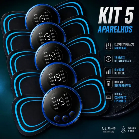 Kit 5 Mini Massageador Elétrico Portátil Cervical EMS Alivia Dores Corpo ENVIO IMEDIATO