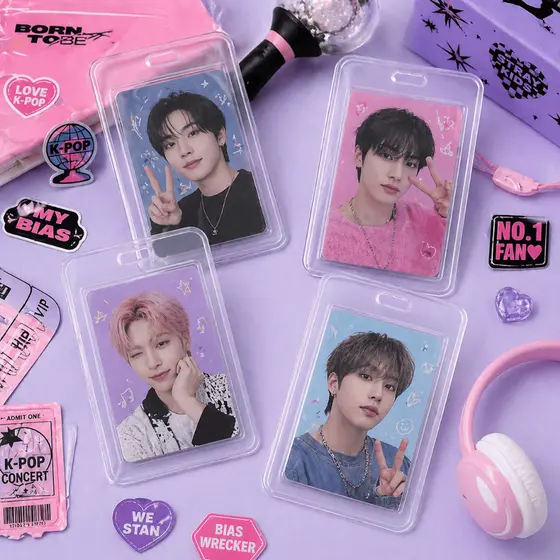 Porta Photocard Holder KPOP BTS Idol Fotocard Stray Kids Foto Crachá Transparente Chaveiro Prender na Bolsa Holders
