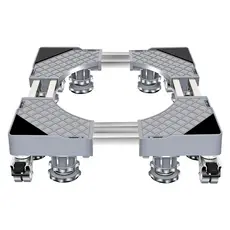 Suporte Para Geladeira / Maquina De Lavar E Fogão Inox Com Rodinhas Base Carrinho Móvel Flexível