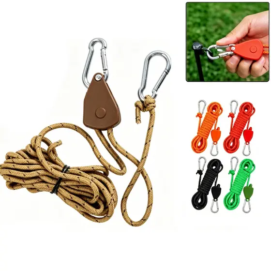 Corda Tensor Multiuso de 4mm 4m Barraca Super Resistente para Varal Camping Lona Moto e Uso Geral