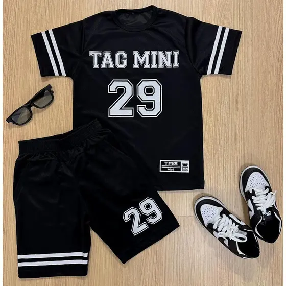 Conjunto Masculino Infantil Menino Juvenil de Verão Dry Fit Camisa + Bermuda
