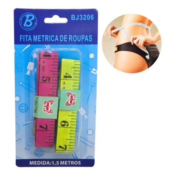 Duas Fitas Métricas Flexíveis 1,5M Corporal Costura Cintura Braço