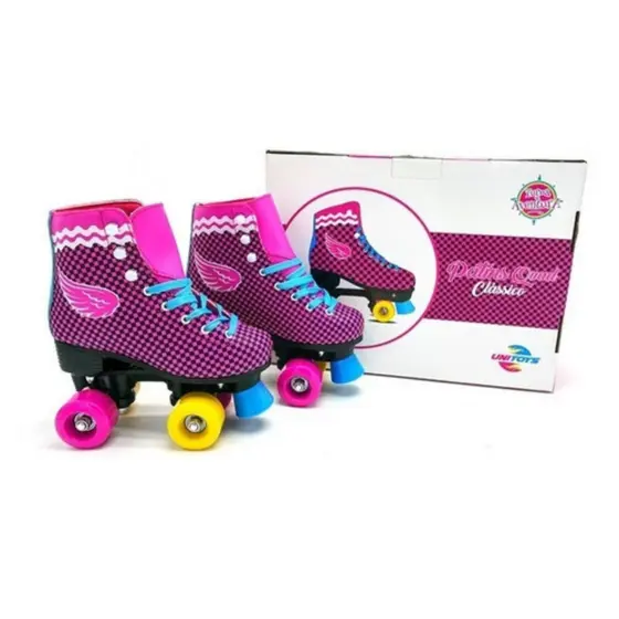 Patins Quad Clássico Rosa Xadrez 34/36/38 Unitoys 1589 -- (Rosa Xadrez 36)