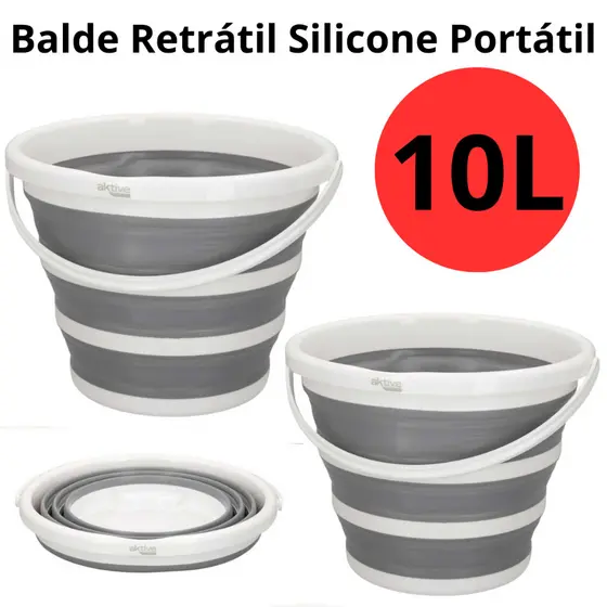 Balde Dobrável Retrátil Flexível Multiuso Portátil 10L Silicone Com Alça Pronta Entrega