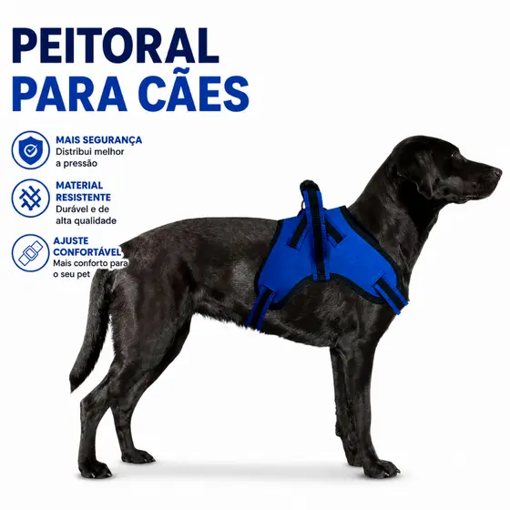 Coleira Peitoral Cachorro Guia Doberman Pitbull Anti Puxao Medio e grande porte sem guia