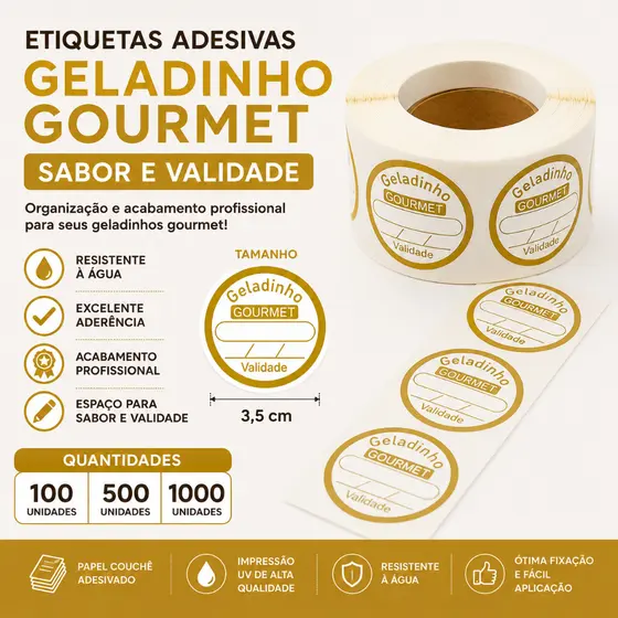 Etiquetas Adesivas para Geladinho Gourmet