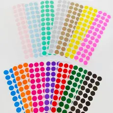 Etiquetas adesivas de bolinha colorida com 500 unidades