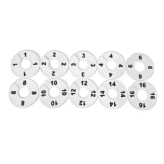 Kit Divisor/separador de araras tamanho infantil 1 ao 16 com 10 unidades