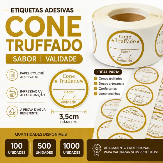 Etiquetas Adesivas Cone Trufado