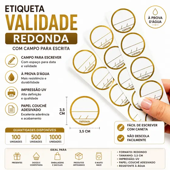 ETIQUETA ADESIVA VALIDADE REDONDA 3,5 CM