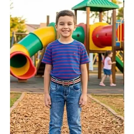 CALÇA JEANS INFANTIL MENINO 4/8 COM CINTO