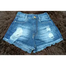 SHORT JEANS MENINA JUVENIL 10/16 COM RASGOS