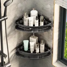 Kit 2 Suportes de Shampoo triângulo Sem Furo Prateleira para banheiro organizadora triângulode Canto Alumínio Premium