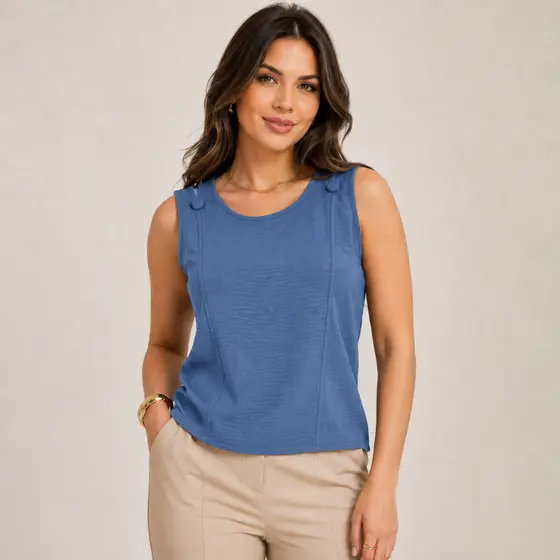 Blusa regata feminina alça larga tecido duna premium