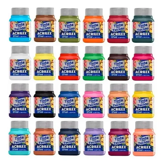 Kit Com 24 Tintas De Tecido Acrilex 37ml - Escolha As Cores