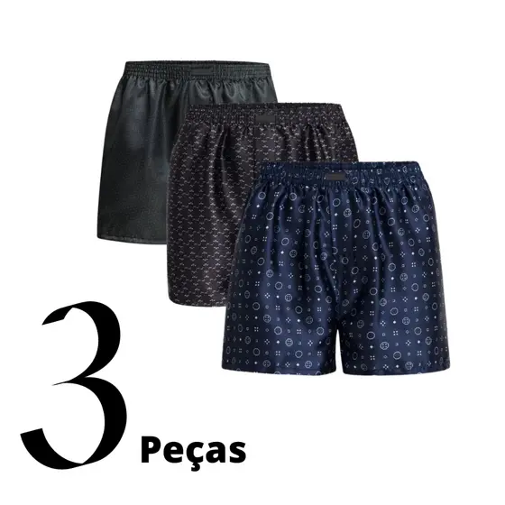 Kit 3 Cueca Samba Canção Cetim Short De Dormir Pijama Confortável