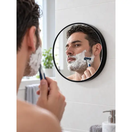 Espelho Para Barba No Banho Com Ventosa Aumento 5x Box