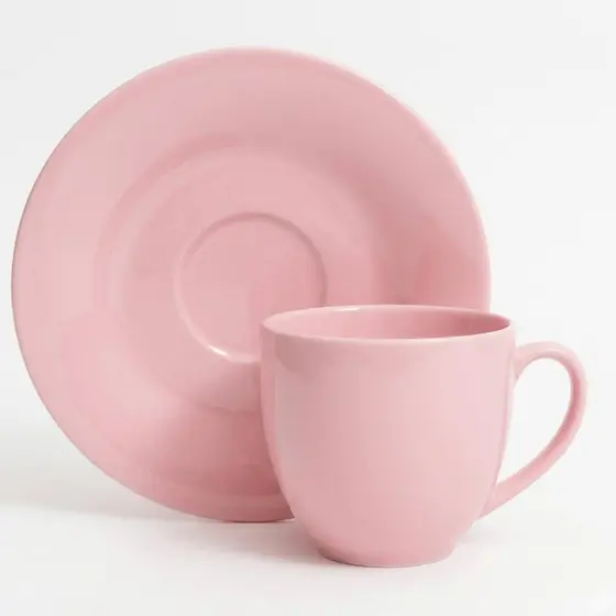Xícara de Chá com Pires 170Ml Rosa Rr
