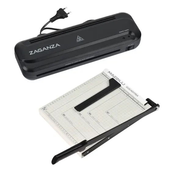 Kit Máquina Laminadora A4  + Guilhotina Trava 10 Folhas