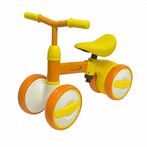 Bicicleta De Equilíbrio 4 Rodas Infantil Sem Pedal Andador Bebê Cor Amarelo
