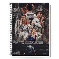 Caderno Cristiano Ronaldo CR7 Personalizado | 1, 10, 15 e 20 Matérias | Capa Dura Premium, Escolar e Universitário