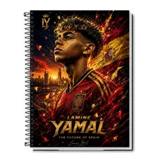 Caderno Universitário Lamine Yamal | Capa Dura & Espiral 1,10,15 e 20 Matérias