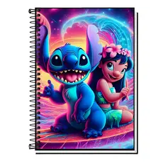 Caderno Stitch 2026  | Angel | Lilo e Amigos| Capa Dura & Espiral Resistente - 1,10,15 e 20 Matérias | Escolar | Fofo