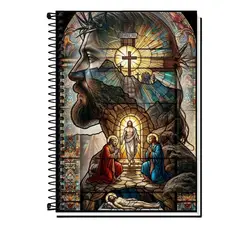 Caderno Jesus Capa Dura e Espiral 1 10 15 e 20 Matérias Escolar Universitário Gamer Resistente