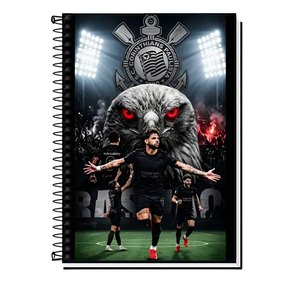 Caderno Escolar Corinthians Capa Dura Espiral Reforçado – 1, 10, 15 ou 20 Matérias