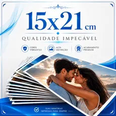Revelação de Fotos  15x21 Reveladas Papel Fotográfico Premium Impressão Profissional  Alta Qualidade, Cores Vivas