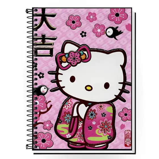 Caderno Universitário Hello Kitty – Capa Dura 1,10 ,15 ou 20 Matérias | Escola, Faculdade, Diário e Presente