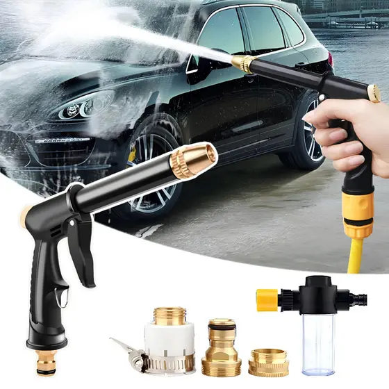 Esguicho Mangueira Ducha 6 Formas Jato Bico Alta Pressão Com Armazenamento Espuma Jardinagem Carro