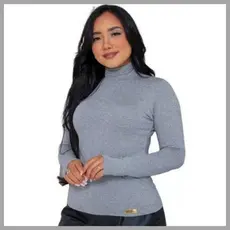 Blusa Cacharrel Feminina Térmica Tendência Segunda Pele Manga longa Gola Alta