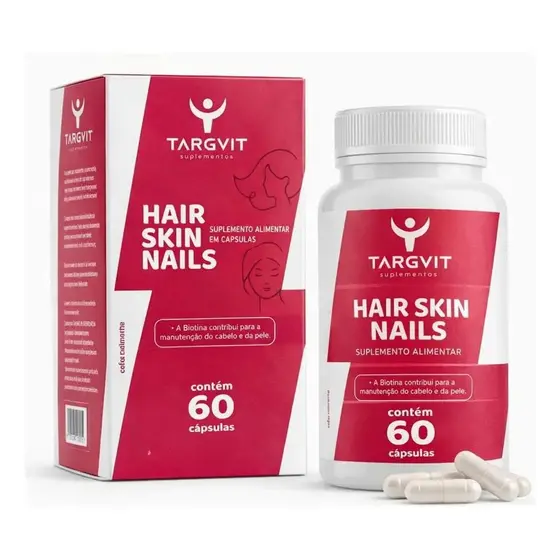 Hair Skin Nails Targvit Suplemento Cabelo, Pele e Unhas com Biotina Neosil – 60 Cápsulas