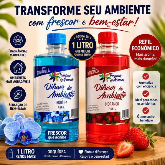 Refil Difusor de Ambiente Aromático  1L Tropical Aromas