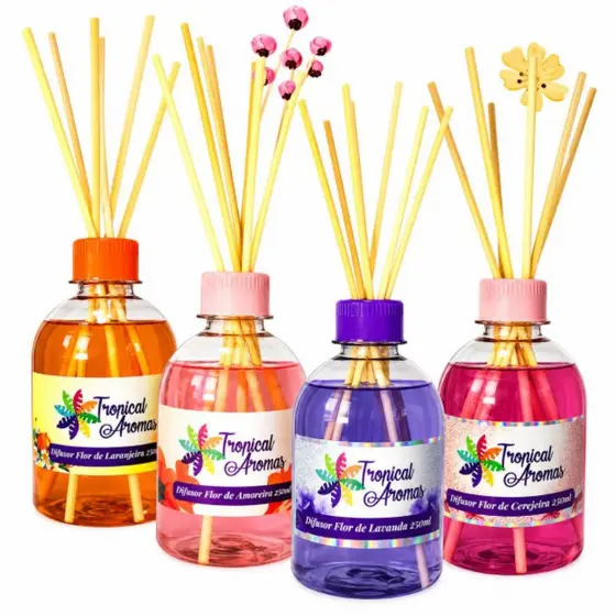 Difusor Ambiente Tropical Aromas Aromatizador 250Ml Cheiroso Casa Limpeza Varetas