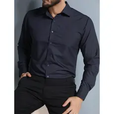 Camisa Social De Botao Masculina Manga Longa Tecido MicroFibra Silm Fit